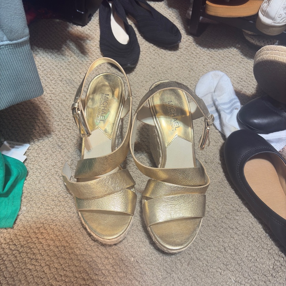 Michael Kors Gold Wedge Sandals